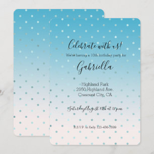 Invitation Points de Glam Aqua Ombré Anniversaire    