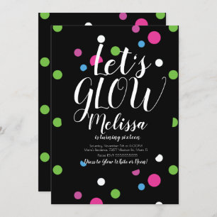 Invitation Points De Lumière Anniversaire Confetti Neon Glow 