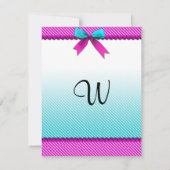 Invitation Points de néon Turquoises Fuchsia Pink & Aqua, Bow (Dos)