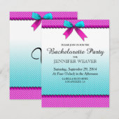 Invitation Points de néon Turquoises Fuchsia Pink & Aqua, Bow (Devant / Derrière)