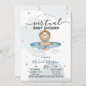 Invitation Points de nuages Lion de l'avion Baby shower virtu (Devant)