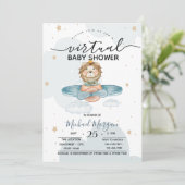 Invitation Points de nuages Lion de l'avion Baby shower virtu (Debout devant)