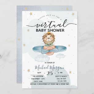 Invitation Points de nuages Lion de l'avion Baby shower virtu