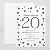 Invitation Points de paillettes argentées 20ème 20 ans Fête d (Devant / Derrière)