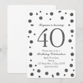 Invitation Points de paillettes argentées 40ème 40 ans Fête d (Devant / Derrière)
