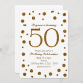 Invitation Points de Parties scintillant blanc et or 50e fête (Devant / Derrière)