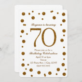 Invitation Points de Parties scintillant blanc et or 70e fête (Devant / Derrière)