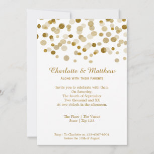 Invitation Points de Parties scintillant mariage Gold Faux