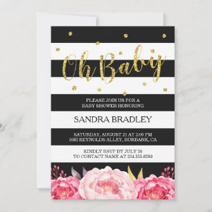 Invitation Points de Parties scintillant or Baby shower de fl