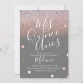 Invitation Points de Parties scintillant Quiñce Faux Gold Ros (Devant)