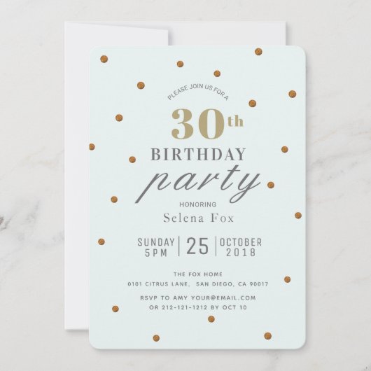 Invitation Points de Parties scintillant verte et or Mint Inv (Devant)