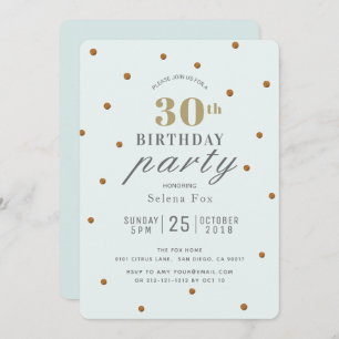 Invitation Points de Parties scintillant verte et or Mint Inv
