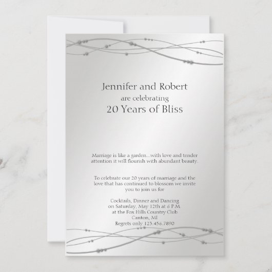Invitation Points de platine 20e anniversaire de mariage (Devant)
