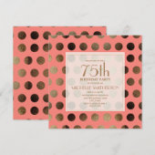 Invitation Points de polka oraux pour 75e anniversaire de cor (Devant / Derrière)