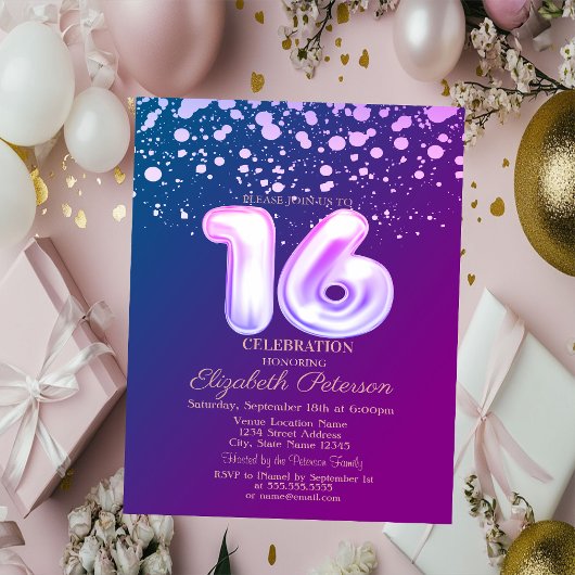 Invitation Points de style, Violet Douce 16