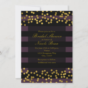Invitation Points d'huile de Faux Gold de bandes violettes et