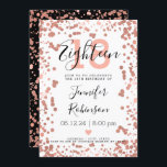 Invitation Points d'huile d'or Rose moderne 18e anniversaire<br><div class="desc">Design d'invitation "18th Birthday Party" élégant et simple avec motif Rose Gold Foil Dots,  nom personnalisé et texte de détails. Facile à utiliser et facile à personnaliser. Commandez aujourd'hui !</div>