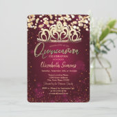 Invitation Points dorés chic, Tiara Burgundy Quinceañera (Debout devant)