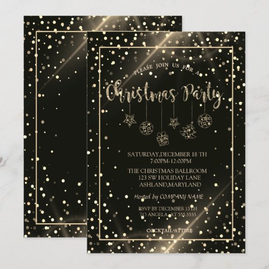 Invitation Points Dorés, Fête de Noël de la société Christmas (Devant / Derrière)