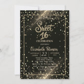 Invitation Points élégants , Fête Sweet 16 (Devant)