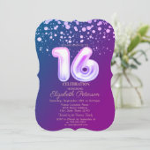 Invitation Points élégants, Violet Sweet 16 (Debout devant)