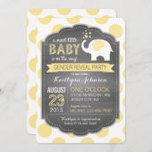 Invitation Points Eléphants blancs Baby shower de révélation  (Devant / Derrière)
