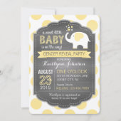 Invitation Points Eléphants blancs Baby shower de révélation  (Devant)