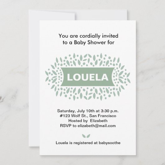 Invitation points et baby shower feuille (Devant)