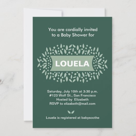 Invitation points et baby shower feuille (Devant)