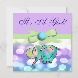 Invitation Points étincelants Pastel Elephant Baby shower CST