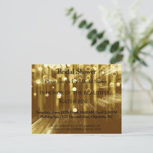 Invitation Points Faux Gold Glittering Fab Confetti Sparkles (Debout devant)