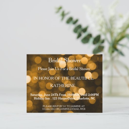 Invitation Points Faux Gold Glittering Fab Confetti Sparkles (Debout devant)