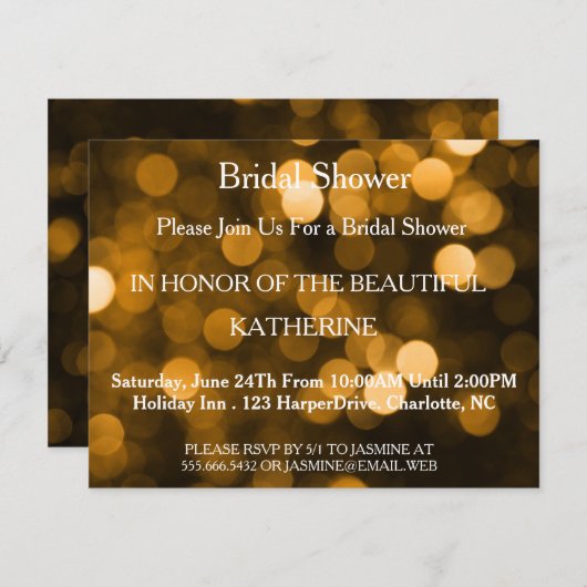 Invitation Points Faux Gold Glittering Fab Confetti Sparkles (Devant / Derrière)