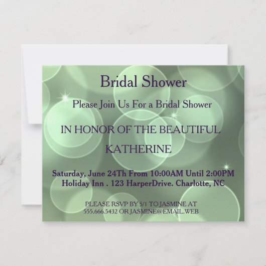 Invitation Points Faux Gold Glittering Green Confetti Sparkle (Devant)
