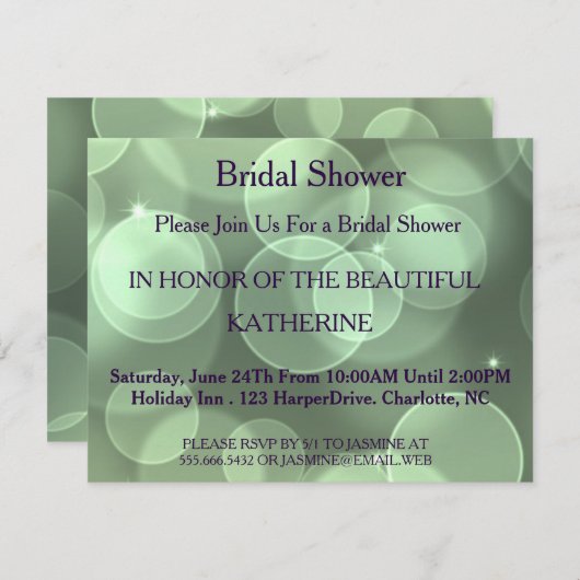 Invitation Points Faux Gold Glittering Green Confetti Sparkle (Devant / Derrière)