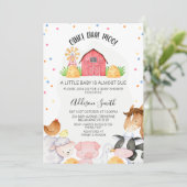 Invitation Points Ferme Neutre selon le sexe Baby shower de l (Debout devant)