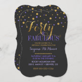 Invitation Points Forty & Fabulous Purple & Gold Foil (Devant / Derrière)