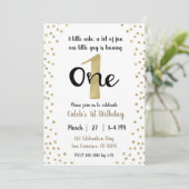 Invitation Points Gold Confetti Numéro 1 UN 1er anniversaire (Debout devant)