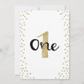 Invitation Points Gold Confetti Numéro 1 UN 1er anniversaire (Dos)