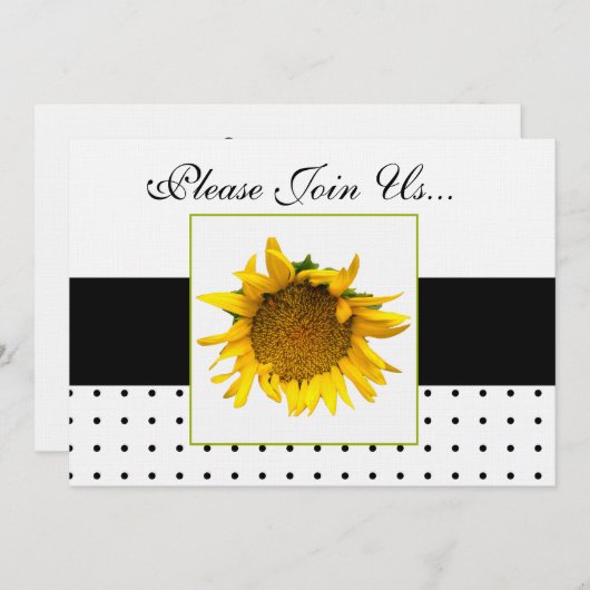 Invitation Points noirs et blancs du Mariage de tournesol 2 (Devant / Derrière)