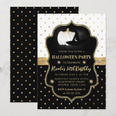 Invitation Points noirs et blancs Halloween Anniversaire (Devant / Derrière)