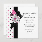 Invitation Points noirs et roses pour annoncer votre évènemen (Devant / Derrière)