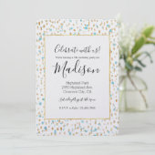 Invitation Points Ocean Blue Gold Confetti Aquarelle Annivers (Debout devant)