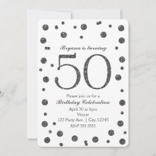 Invitation Points Parties scintillant en argent 50e fête d'an