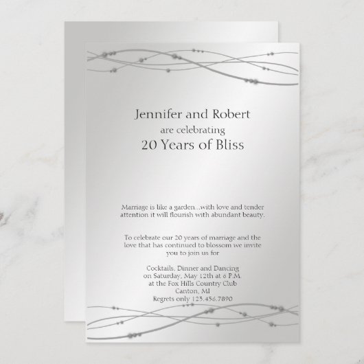 Invitation Points Platinum 20e anniversaire de Mariage (Devant / Derrière)