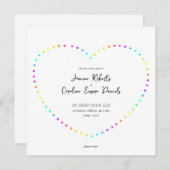 Invitation Points Rainbow minimaux uniques Coeur LGBT Mariage (Devant / Derrière)