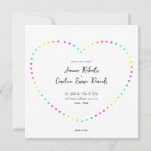Invitation Points Rainbow minimaux uniques Coeur LGBT Mariage (Devant)
