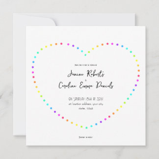 Invitation Points Rainbow minimaux uniques Coeur LGBT Mariage