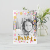 Invitation Points rose et or Anniversaire Fête Photo Invitati (Debout devant)