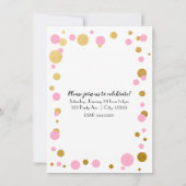 Invitation Points rose et or Anniversaire Fête Photo Invitati (Dos)